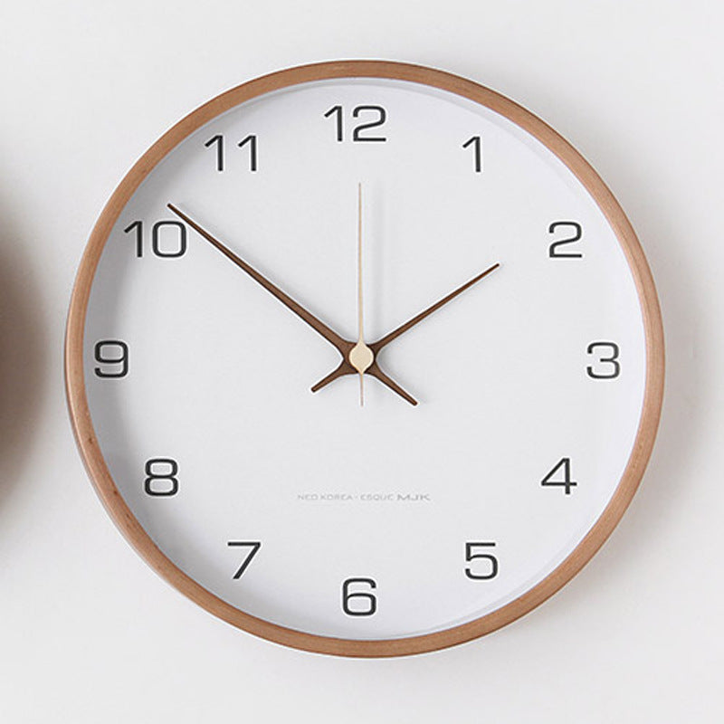 TimberTime Vægur i Ægte Træ | Minimalistisk Design | Moderne Kvarts Urværk | Nordisk Stil | Perfekt til Stue, Kontor, Soveværelse | To Stilfulde Farver Grå og Hvid | Nøjagtig Tidtagning | Let Montering