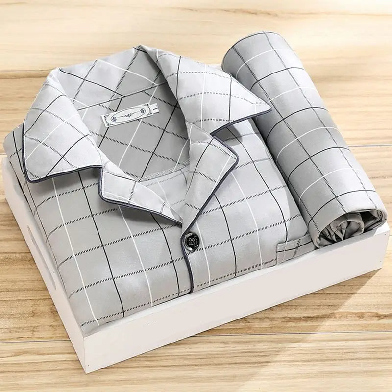 David | Blød Silkeblød Pyjamas til Mænd | Klassisk Skjorte Design | Åndbart og Komfortabelt Stof