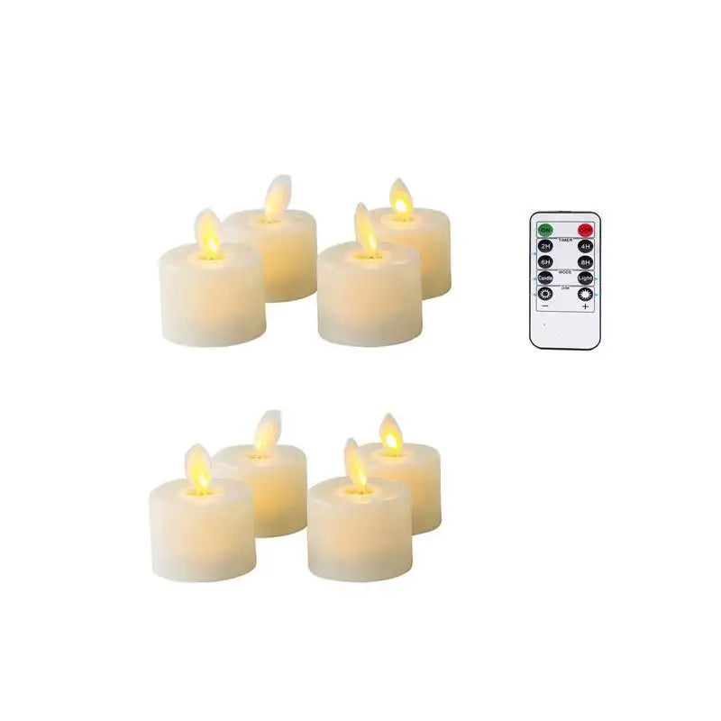 LED Lys Sæt | Realistisk Flammeeffekt | Sikker Stemningsbelysning | Fjernbetjening | Ideel til Juledekoration &amp; Bryllup | Flammefri &amp; Bevægelig Væge | 4,8x3,7cm | Plastik
