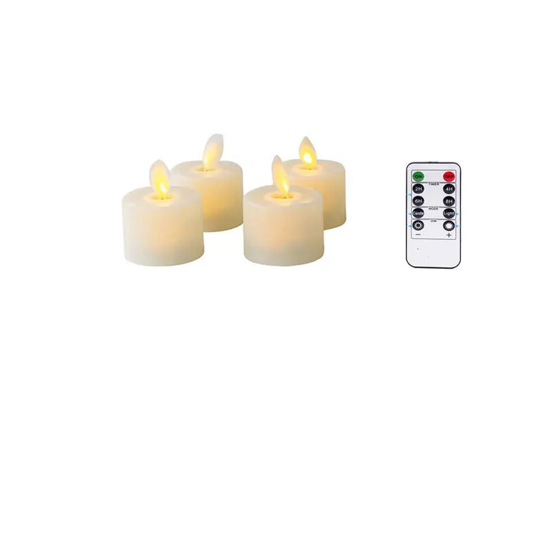 LED Lys Sæt | Realistisk Flammeeffekt | Sikker Stemningsbelysning | Fjernbetjening | Ideel til Juledekoration &amp; Bryllup | Flammefri &amp; Bevægelig Væge | 4,8x3,7cm | Plastik