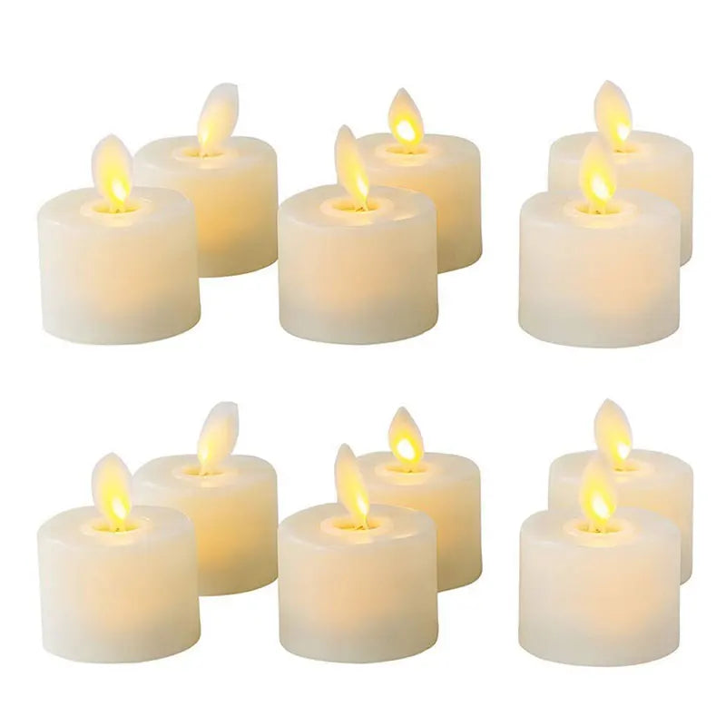 LED Lys Sæt | Realistisk Flammeeffekt | Sikker Stemningsbelysning | Fjernbetjening | Ideel til Juledekoration &amp; Bryllup | Flammefri &amp; Bevægelig Væge | 4,8x3,7cm | Plastik