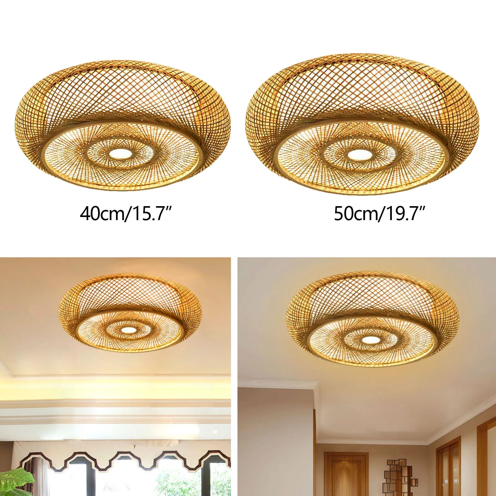 ZenLight fra Luminoir | Bambus Pendel | Naturligt Moderne Design | Miljøvenlig og Bæredygtig | Ideel til Stue, Soveværelse eller Kontor | Vælg Størrelse: 40x14 cm eller 50x16 cm | LED Lys