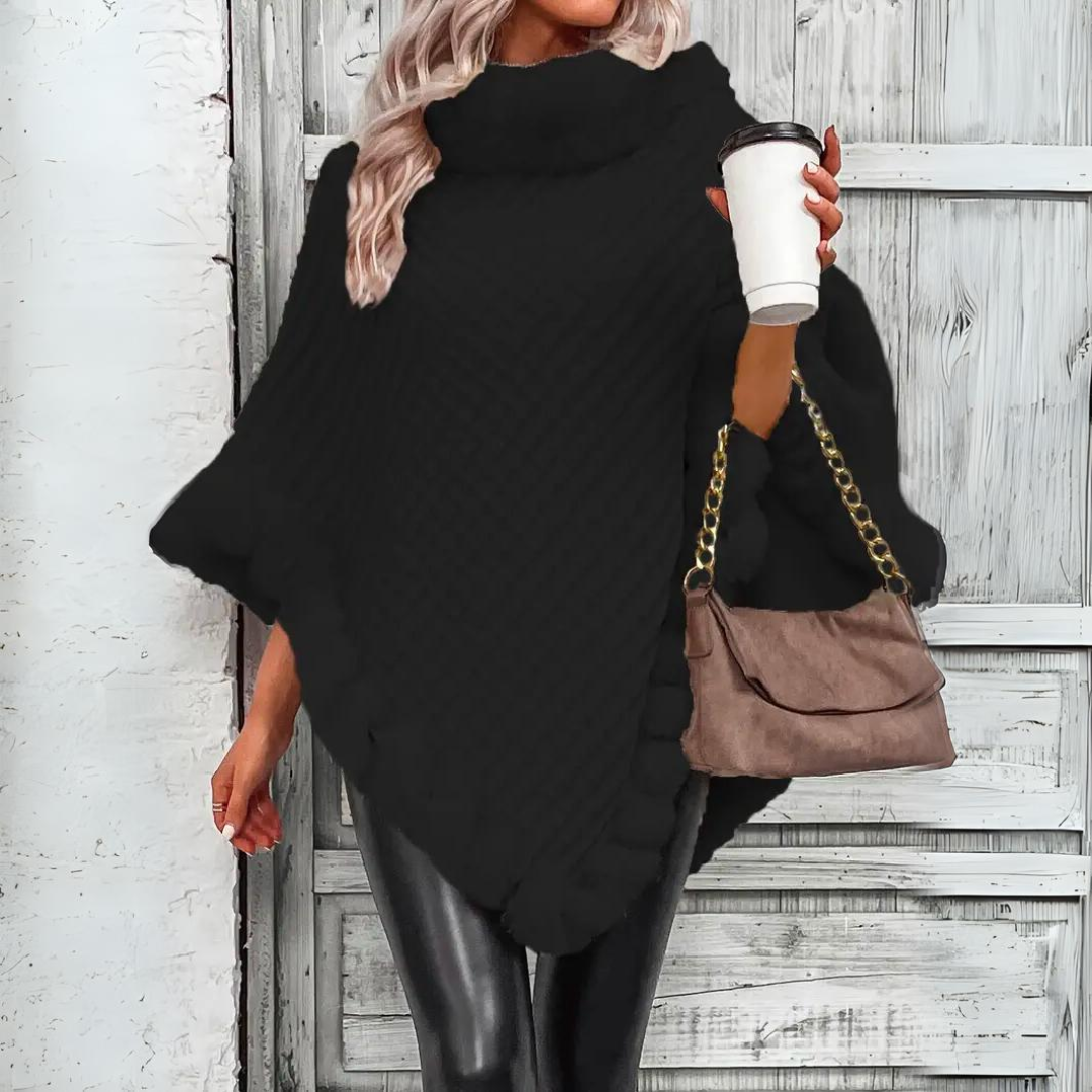 Strikket Varm Cape til Damer | Uld & Bomuld | Alsidig & Sofistikeret Design | Flere Farvemuligheder | Komfortabel & Holdbar Til Hverdag & Fest
