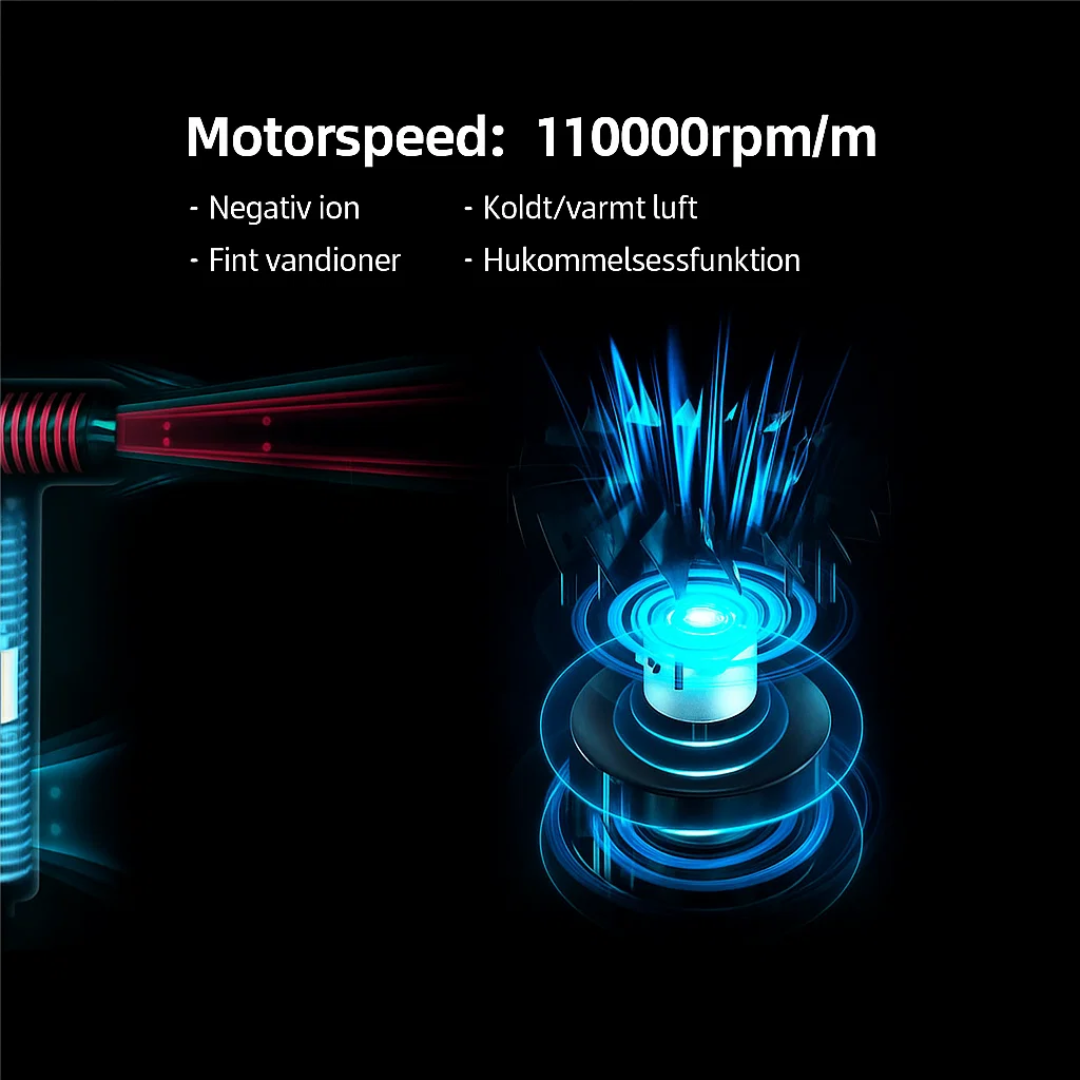 SwiftDry Magnetisk Hårtørrer | Ultralette Design | Børsteløs Motor | Ion-Teknologi | Reducerer Krus | Professionel Styling | Hurtig Tørring | Ergonomisk | Til Daglig Brug og Rejser | Glansfuldt Hår