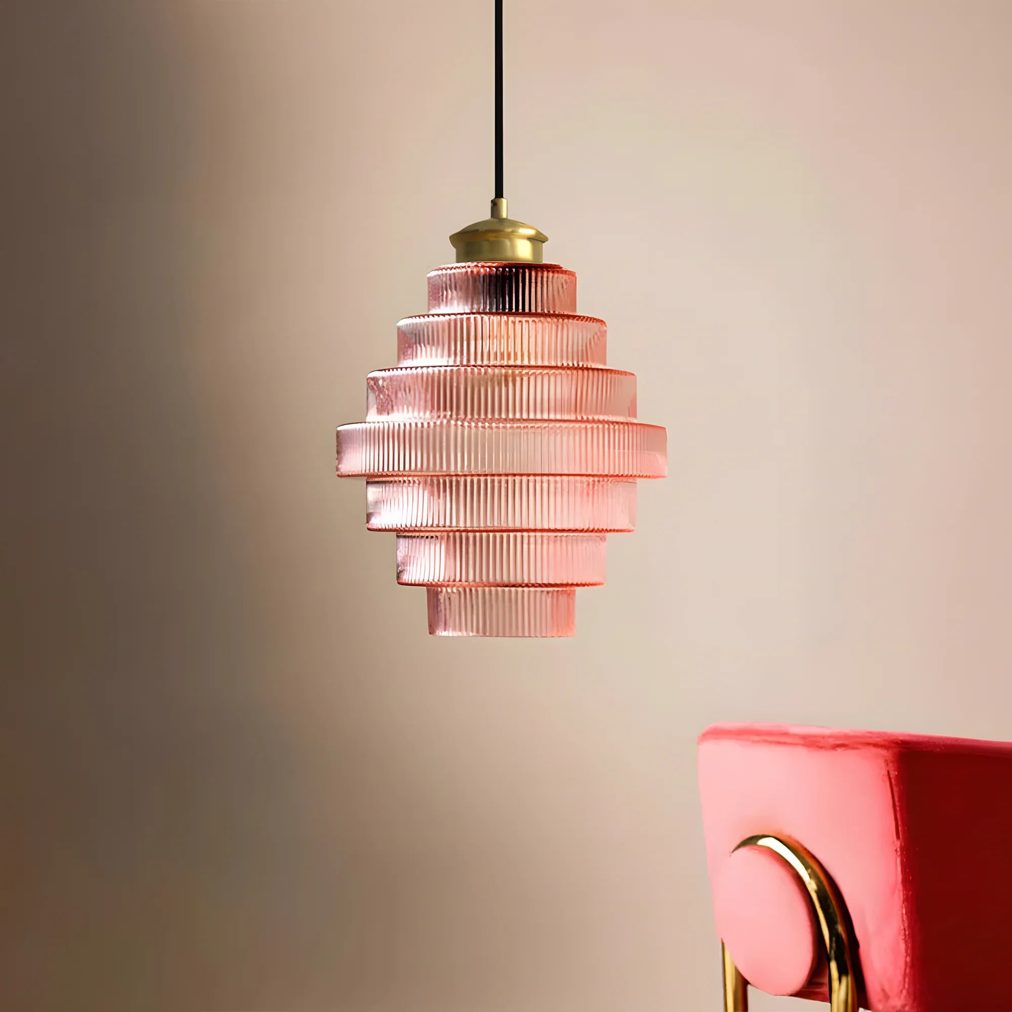 Clarity Loftlampe | Antik Messingflaske | Stribet Glas | Moderne Hængelampe | Køkken & Spisestue Indretning