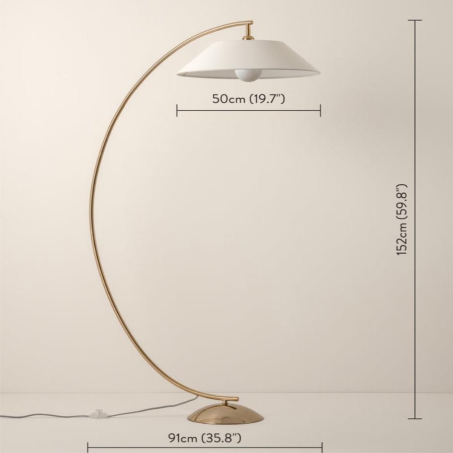 Gulvlampe i stål og stof | Moderne design | LED-kompatibel | E26/E27 fatning | 40W max | Ideel til stue, soveværelse eller læsehjørne | Robust stålbund | Indbydende glød | B91 x H152 cm