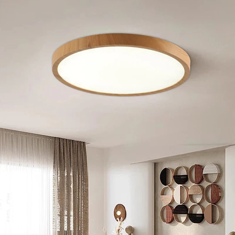 Moderne ultratynd LED loftsarmatur | Valnøddetræ design | Tre justerbare lysindstillinger | Stue belysning | Stilfuld minimalisme | AC 220V-240V | CCC certificeret | ROHS Certificeret