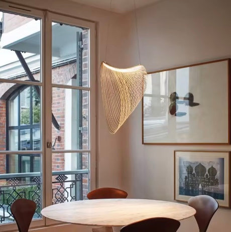 LED Loftlampe | Naturligt Træ Design | Birketræ & Hamp Materiale | Varmt Lys | Rustik & Minimalistisk Stil | Ideel til Stue & Spisestue | Stilfuld Tilføjelse til Naturligt Inspirerede Rum