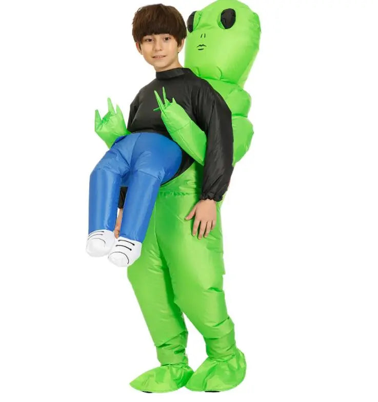Oppustelig Alien Dragt til Børn og Voksne | Sjov Udenjordisk Kostume | Let at Puste Op | Fås i Flere Størrelser og Farver | Perfekt til Fest og Udklædning