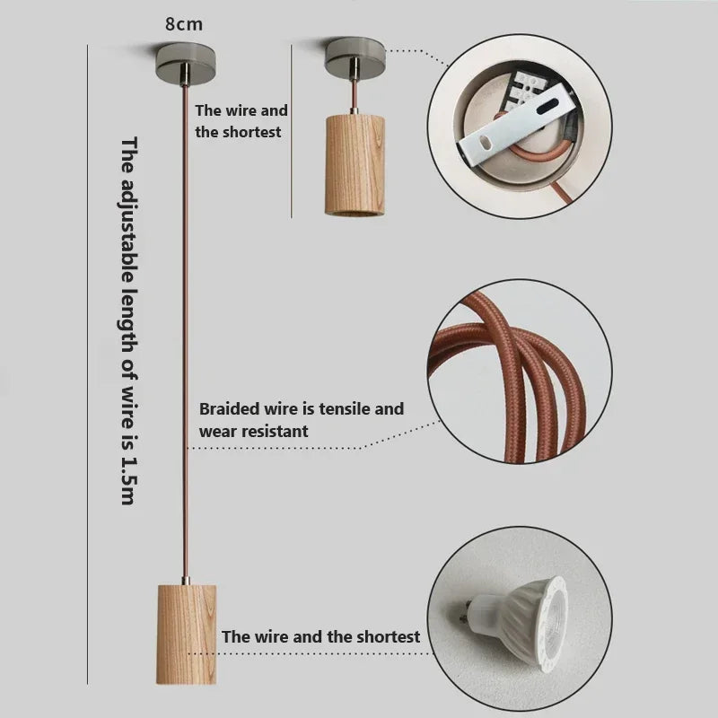 NordicGlow | Hængelampe af Skandinavisk Træ | Minimalistisk Design | Varme Trætoner | Bæredygtig Kvalitet | Loftsbelysning til Modern Interiør | Ideel til Stue og Kontor | D16cm x H8cm | 90-260V