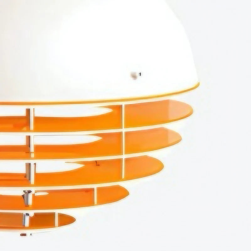 Hrafen Loftlampe | Glas Pendel | Unik Dome Design | Orange og Hvid | Elegant Atmosfære | E27 Fatning | Moderne Belysning | Akryl og Metal | 110-240V | Til Stue, Kontor, Café | IP20
