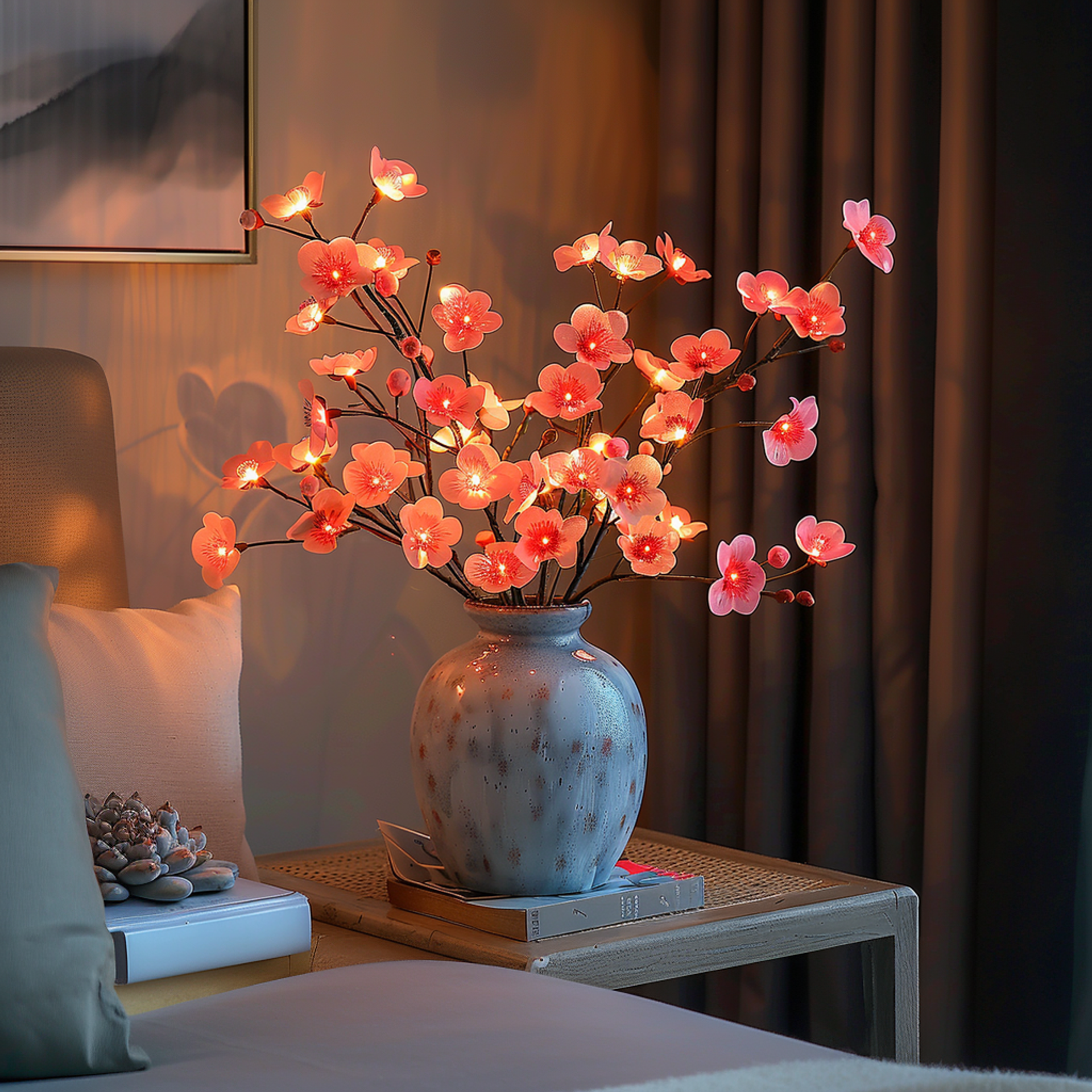 LumiVista | Fortryllende Lyskæde | Inspireret af Olivengrene | 120 Varmhvide LED Lys | Justerbar | 70 cm Længde | Batteridreven | Lang Levetid på 10.000 Timer | Perfekt til Hjemmeindretning