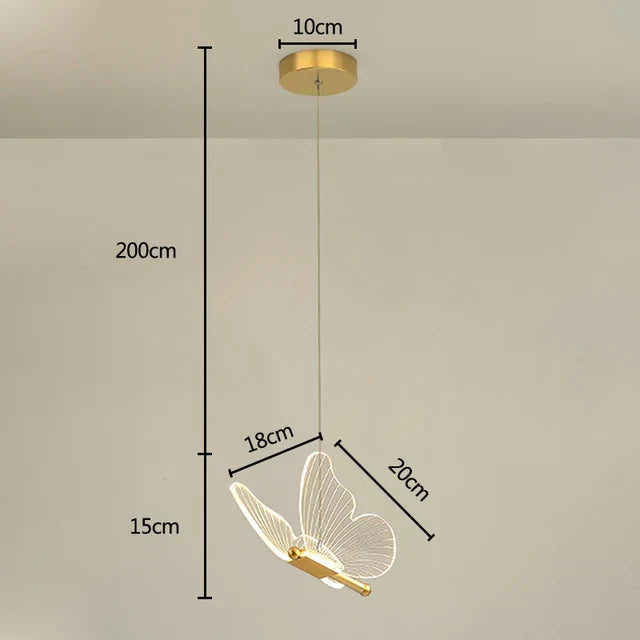 Sommerfugl LED Lampe | Glas & Metal | Elegant Belysning | Fortryllende Atmosfære | Unikt Sommerfugledesign | Blød LED-lys | Moderne Interiør | Let Installation | Høj Kvalitet Materialer | Indendørs Pendellampe