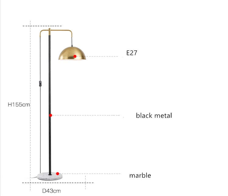 Moderne Avorena | Gulvlampe med Marmorbase | Minimalistisk Design | Effektiv Belysning | Robust Konstruktionsmateriale | Ideel til Stue, Soveværelse eller Arbejdsplads | Høj Kvalitet