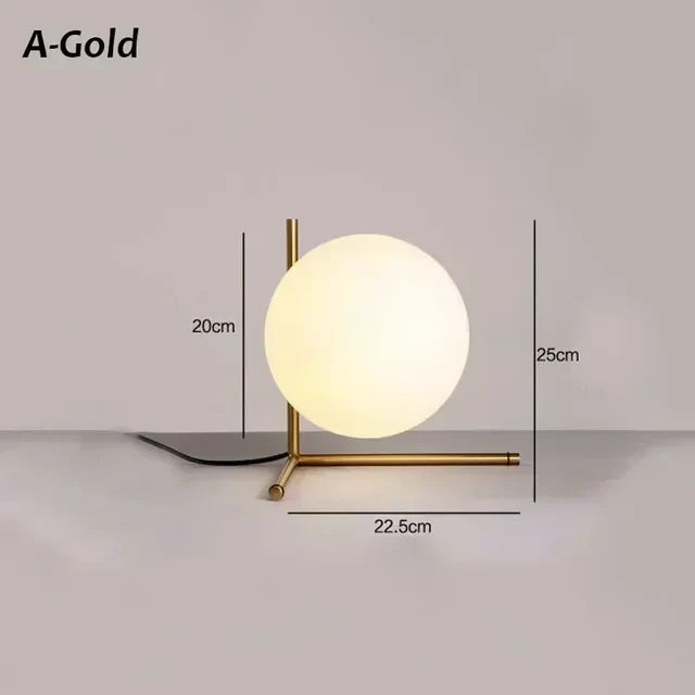 LuxeGlim | Raffineret Glasbordlampe | Moderne design | Høj Kvalitet | 25x40 cm | 6-10W | Stilfuld Belyst Dekoration | Elegant metalfinish | Perfekt Til Stue Og Soveværelse