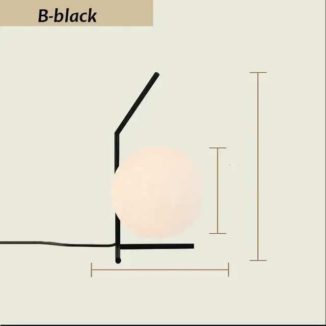LuxeGlim | Raffineret Glasbordlampe | Moderne design | Høj Kvalitet | 25x40 cm | 6-10W | Stilfuld Belyst Dekoration | Elegant metalfinish | Perfekt Til Stue Og Soveværelse