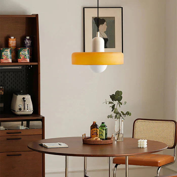 Farvet Glaspendel | Bauhaus Design | Geometriske Former | Diameter 25/35 cm | Køkken & Spisestue | Tilslut G9 Pære | 40W Max | Tilpasset Ledningslængde