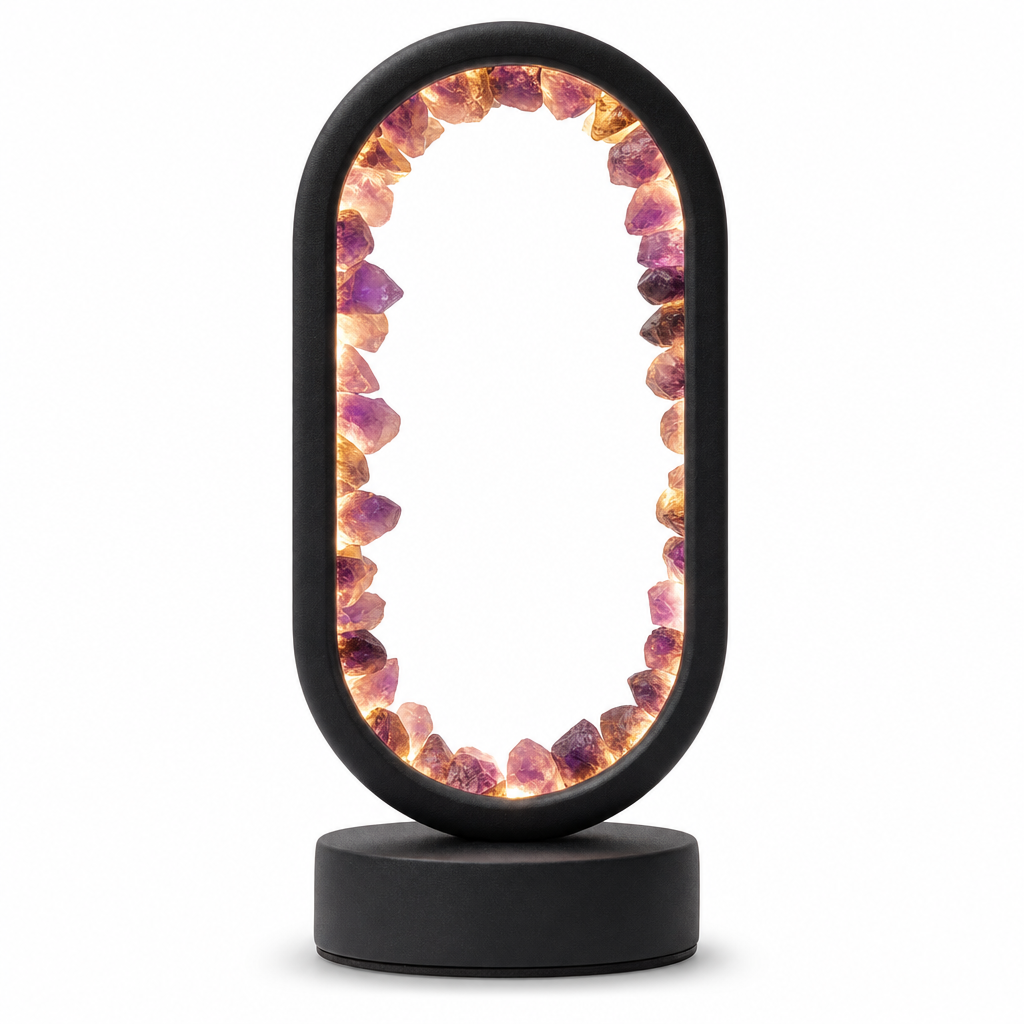 AuraStone Amethyst Serenity Lamp | Natural Crystal Soothing Glow | Handcrafted Mood Lighting