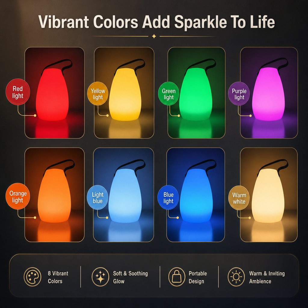 Portable Waterproof LED Lamp | 16 Colors | Indoor and Outdoor Use | USB Rechargeable