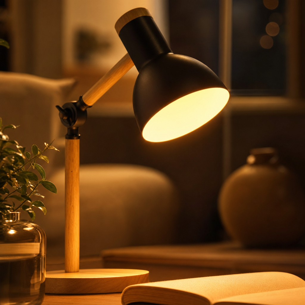 NordicGlow | Wooden Adjustable Scandinavian Desk Lamp | Minimalist Design | Home Lighting Elegance