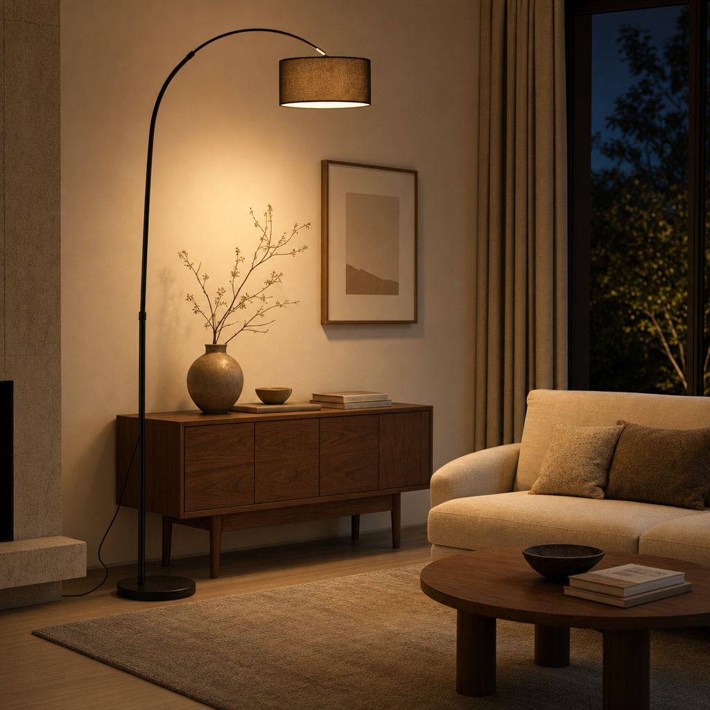 Adjustable LED Arch Floor Lamp | 12W Dimmable Modern Light | Living Room & Bedroom Decor | 360° Rotatable Shade