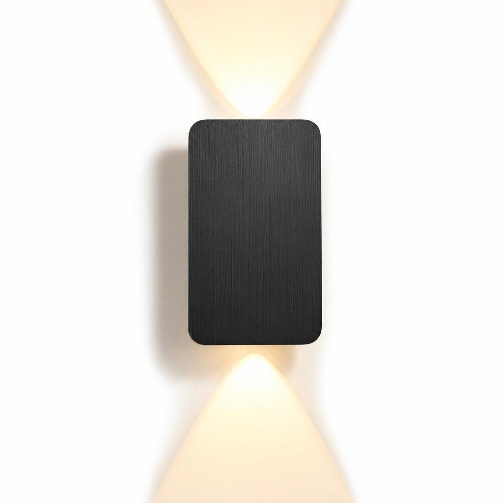 Modern Rectangular LED Wall Light | Minimalist Design | Warm White Glow | Indoor Home Lighting | Black Aluminum Fixture