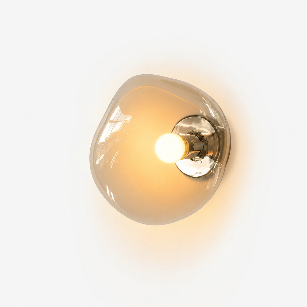 Modern Glass Wall Light | Space Silver Finish | Indoor Luxury Lighting | UL CE Certified | Metal & Glass Design