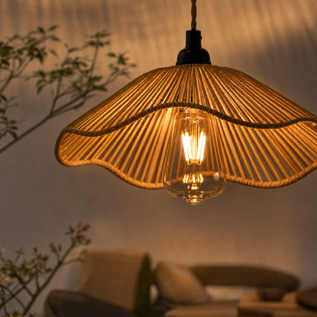 Modern Hand-Woven Paper Rope Umbrella Pendant Light Shade - Black & Yellow Options, Elegant Decorative Fixture for Office or Home, Creative Indoor Lighting Design, Ambient Lighting | Modern Pendant Light | Artistic Design