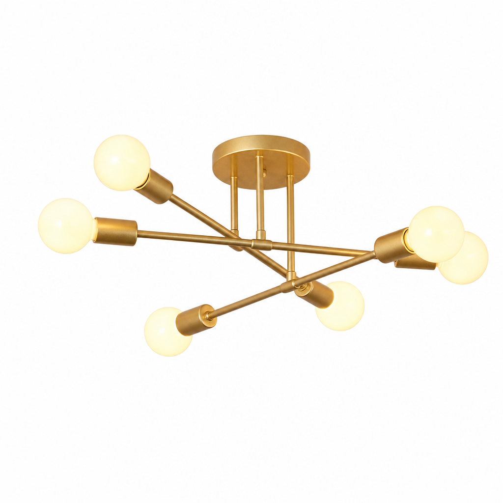 1pc Modern Simple and Luxurious Creative Design, 6 Lamps E27 Bulb Base, Branch Chandelier, Living Room, Bedroom, Dining Room, Kitchen, Hallway, Halloween Christmas Ceiling Light (without Bulb)