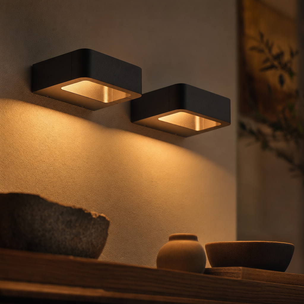 AquaLuxe | LED Udendørs Vægmontering | Vandtæt Aluminium | Varmt Hvidt Lys | Til Terrasse og Have | Let Installation | Spænding