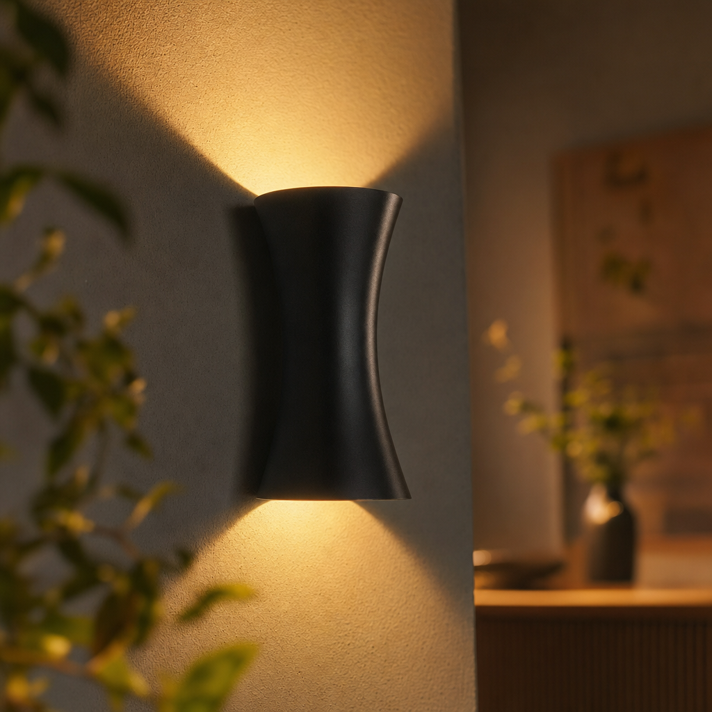 AquaShield | Udendørs vægbelysning | Aluminiumsdesign | IP65 vandtæt | 12W LED lys | Sort moderne stil | Nem installation | Robust konstruktion
