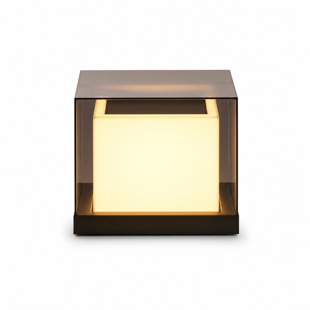 Utomhuslampa | Solcellsdriven | Box Beam Design | Energieffektiv belysning | Elegant modern look | Lämplig för trädgårdar och gångvägar | LED-lampa | Svart metall och plast | 15x15x20 cm