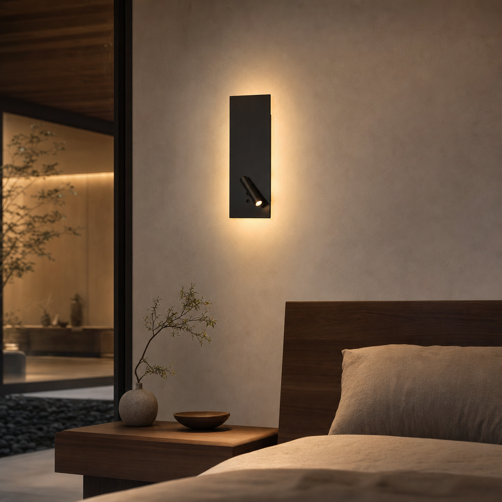 LED Vægbelysning | Moderne Skandinavisk Design | Aluminium | Hvid/Sort | 9W | 900 Lumen | Stue & Soveværelse | Nem