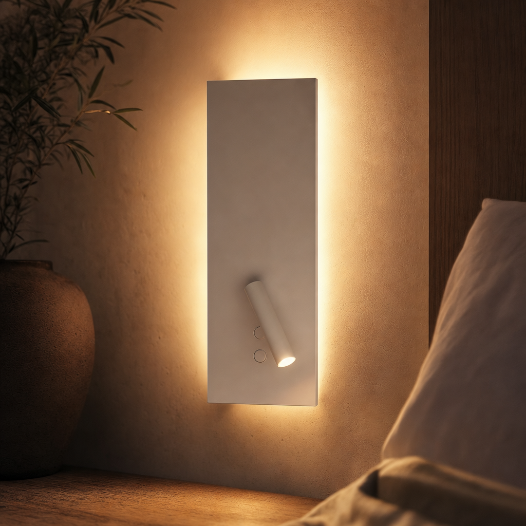 LED Vægbelysning | Moderne Skandinavisk Design | Aluminium | Hvid/Sort | 9W | 900 Lumen | Stue & Soveværelse | Nem
