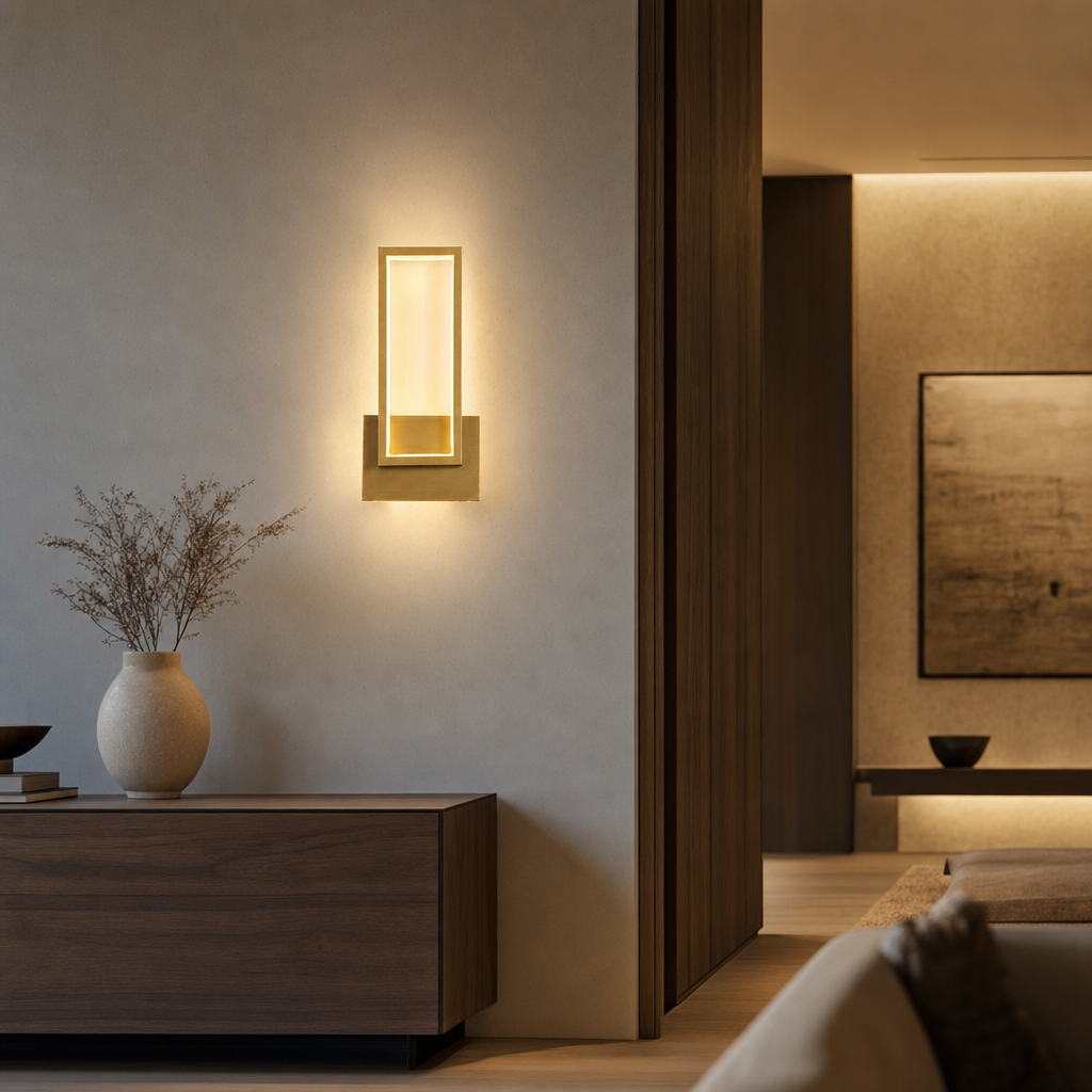 Luminoir | LED-væglampe | Guld | Rektangulær | Moderne Design | Akryl & Metal | 110V-240V | Til Soveværelse & Stue | Energieffektiv | Nem