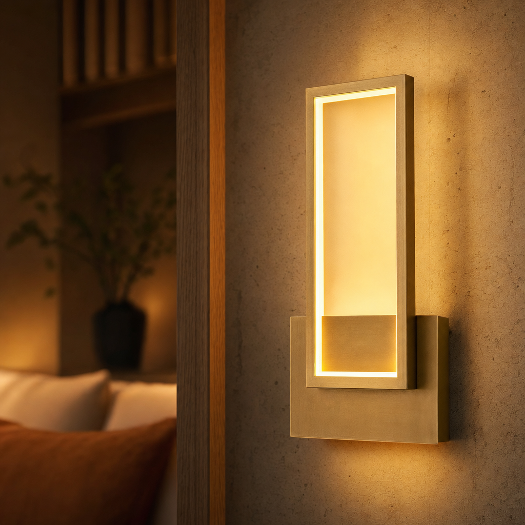 Luminoir | LED-væglampe | Guld | Rektangulær | Moderne Design | Akryl & Metal | 110V-240V | Til Soveværelse & Stue | Energieffektiv | Nem
