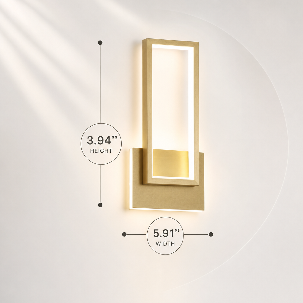 Luminoir | LED-væglampe | Guld | Rektangulær | Moderne Design | Akryl & Metal | 110V-240V | Til Soveværelse & Stue | Energieffektiv | Nem