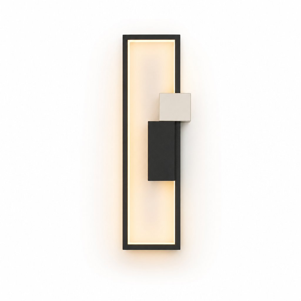 LumiSil | Modern vägglampa | Fyrkantig design | Järn och silikon | Energieffektiv LED | Svart | 25x25x5 cm | 220V | 6W | Snygg och hållbar