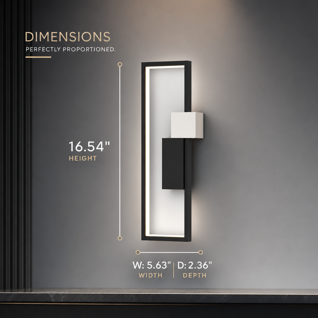 LumiSil | Moderne Væglampe | Kvadratisk Design | Iron & Silikone | Energieffektiv LED | Sort | 25x25x5 cm | 220V | 6W | Stilfuldt og