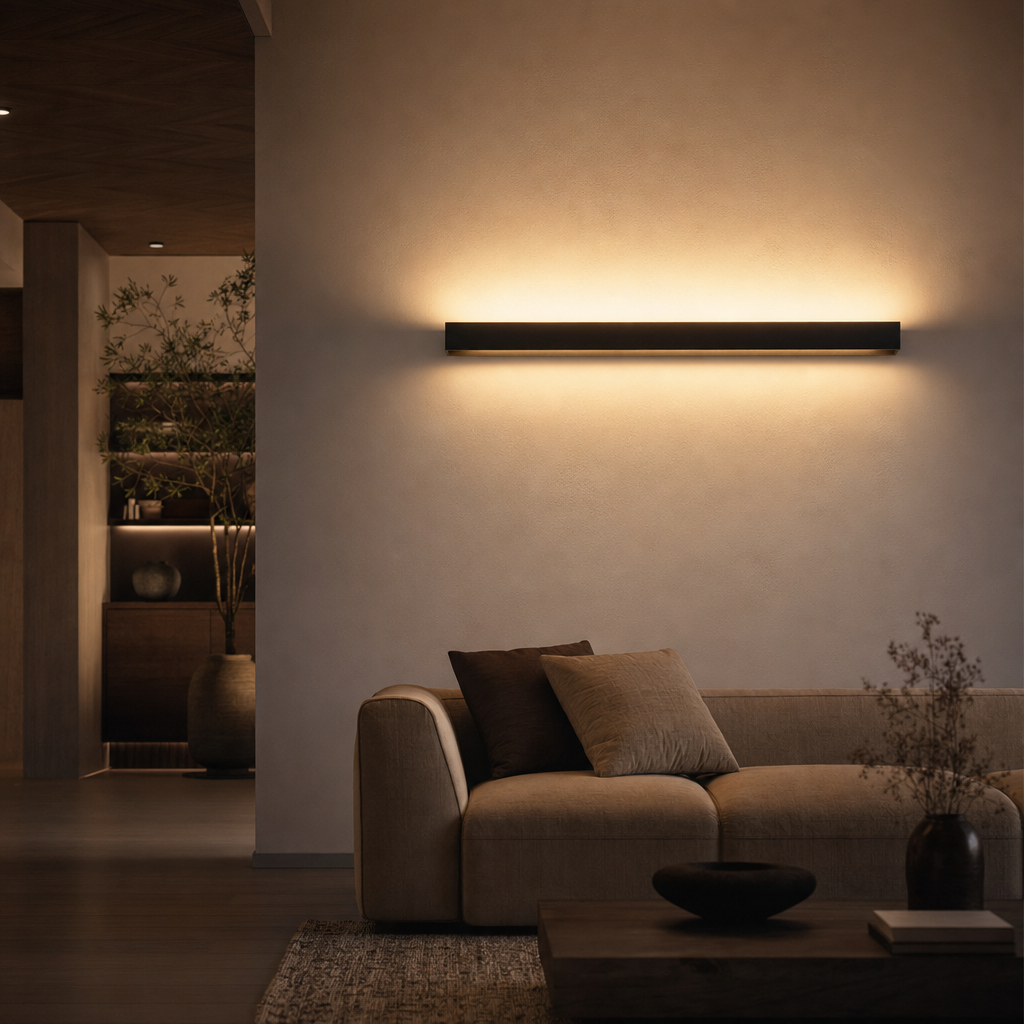 Luna | Justerbar LED Væglampe | Slankt Sort Design | 40x10x5 cm | Aluminium | Energibesparende | 15W | Perfekt til Indendørs og Udendørs Brug