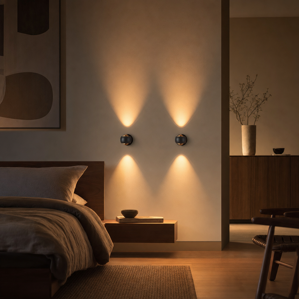 LumiWave LED væglampe | Mat sort aluminium | 18x10 cm | Lavt energiforbrug | IP54 vandtæt | Elegant og alsidigt design | Til indendørs