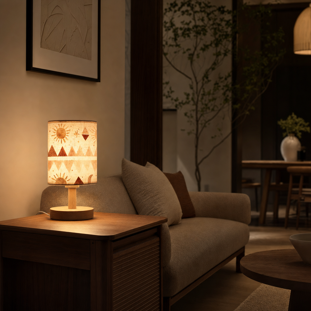 Bohemian Art Deco Table Lamp | USB Powered | Elegant Floral Japanese Shade | Modern Bedside Lighting | Ideal Bedroom Office Home Decor