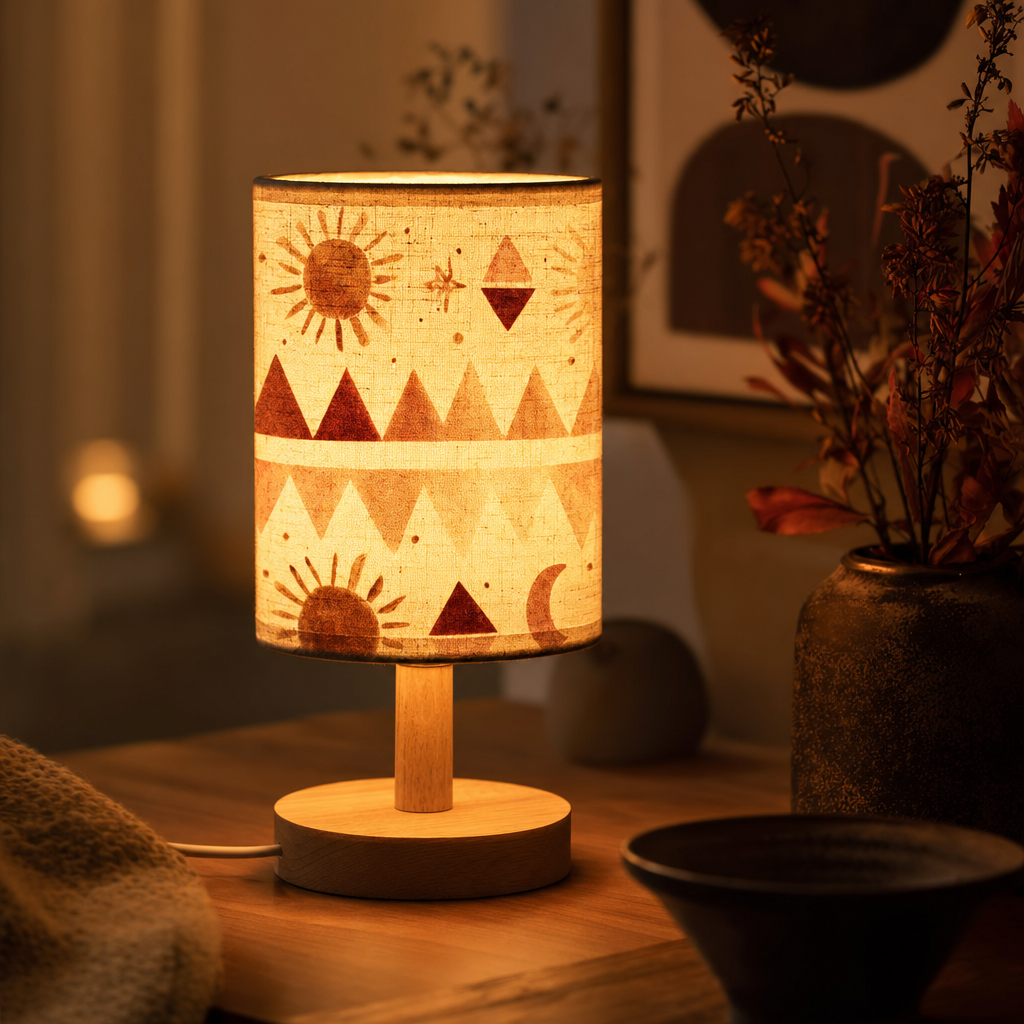 Bohemian Art Deco Table Lamp | USB Powered | Elegant Floral Japanese Shade | Modern Bedside Lighting | Ideal Bedroom Office Home Decor