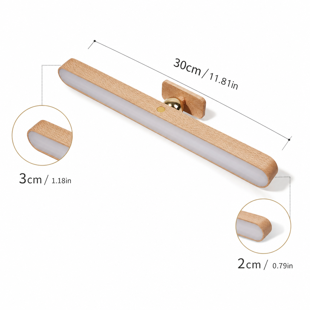 Modern Wooden USB Rechargeable Night Light | Touch Control | Adjustable Brightness | Wall-Mounted | Portable Design