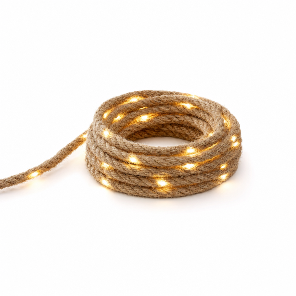 Battery-Powered Warm LED Rope Lights | Natural Brown | Indoor Decorative Lighting | Home Gift Decoration
