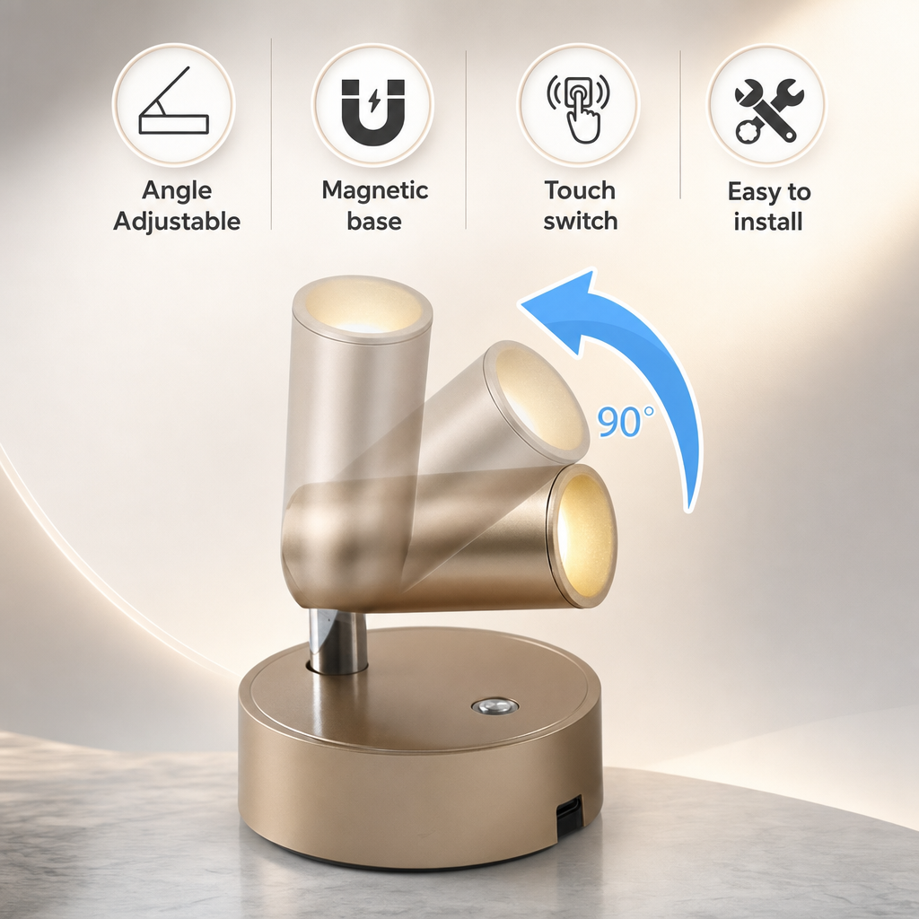 Rechargeable LED Touch Sconce | Modern Magnetic Wall Light | USB Powered Night Lamp | 3-Color Light | Bedside Reading Fixture