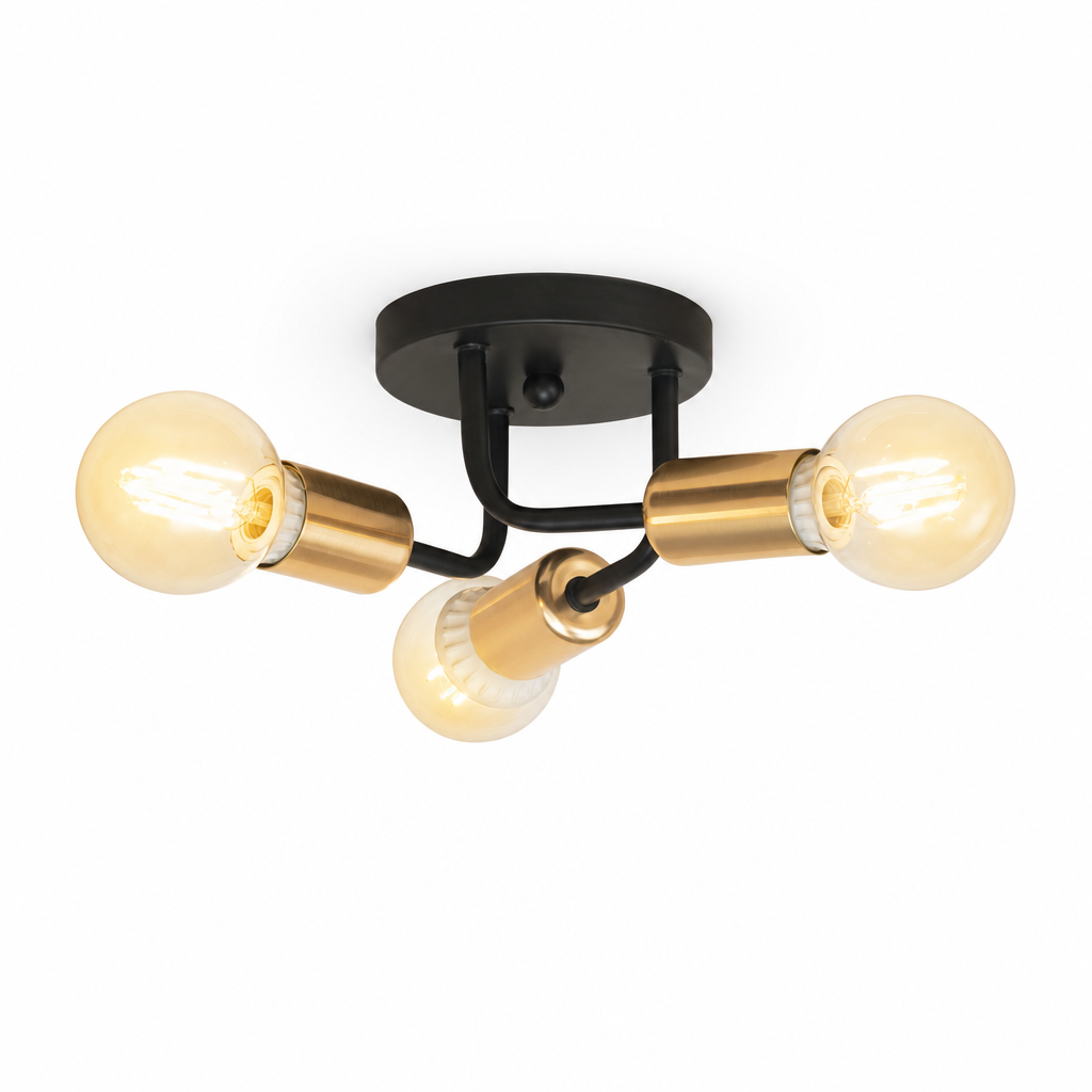 Modern Luxury 3-Light Metal Chandelier | Ceiling Fixture for Bedroom Dining Room Corridor | E27 Base | Semi Flush Mount