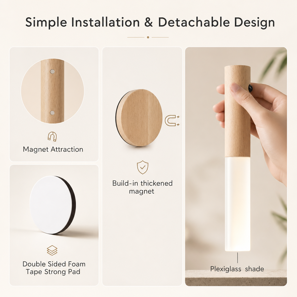 set of 2 Smart Motion Sensor Nachtlampje LED Oplaadbare Magnetische Wandlamp Draagbaar voor Hal Slaapkamer Trap Badkamer Kasten Decor