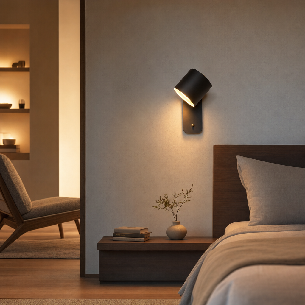 Giro Legno | Draaibare Cilinder Wandlamp – 350° Verstelbaar – Metaal & Hout