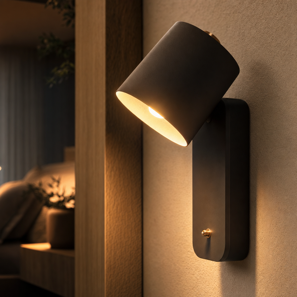 Giro Legno | Draaibare Cilinder Wandlamp – 350° Verstelbaar – Metaal & Hout